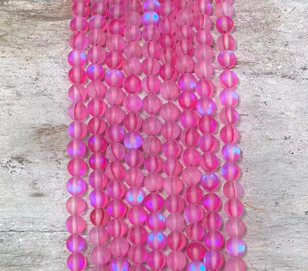 Matte Mermaid Glass Beads aka Mystic Aura Quartz, Round 6mm 8mm