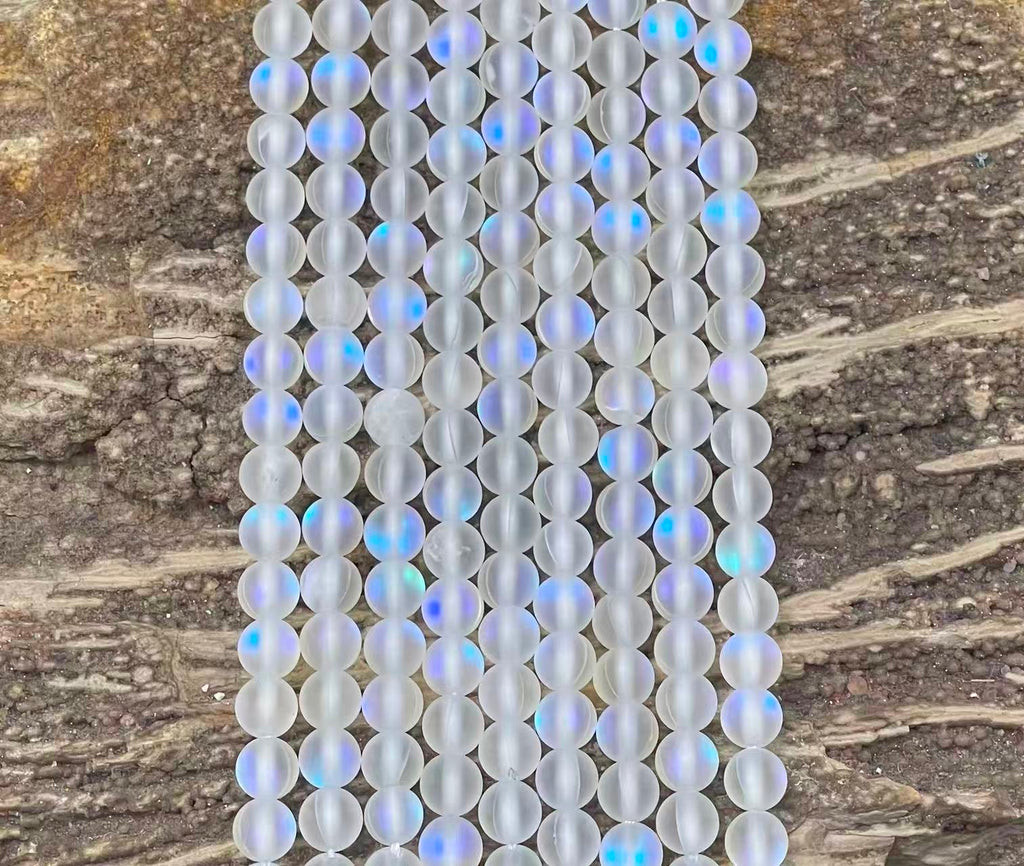 Matte Mermaid Glass Beads aka Mystic Aura Quartz, Round 6mm 8mm