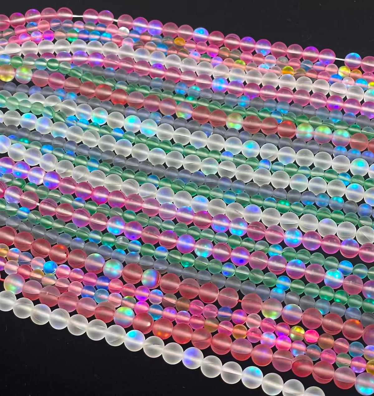 Matte Mermaid Glass Beads aka Mystic Aura Quartz, Round 6mm 8mm